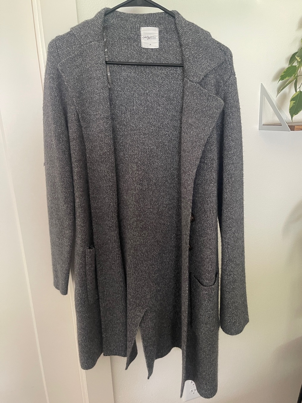 Carly Jean Los Angeles Charcoal Open-Front Women's Cardigan Sweater